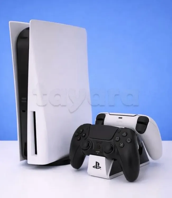 ps5 avec 2 manettes et support/chargeur sony