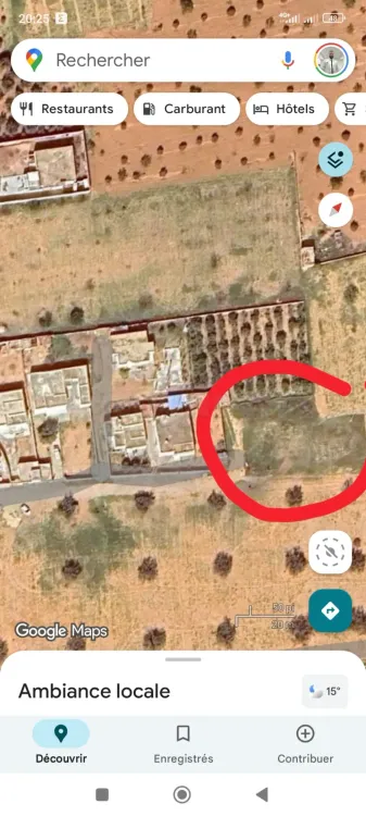 1036m² قطعة أرض للبيع مساحتها  طريق السلطنية كلم9 بجانب جامع اولاد الحاج عمر