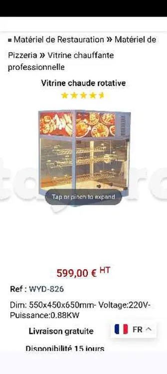 Vitrine chauffante professionnelle