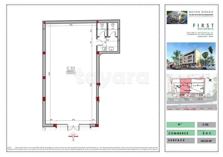 A vendre Local Commercial de 102,23 m² au RDC – Résidence FIRST