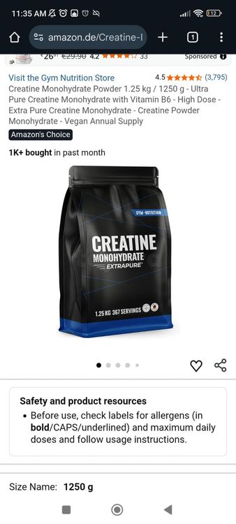 Créatine monohydrate 1,25 KG