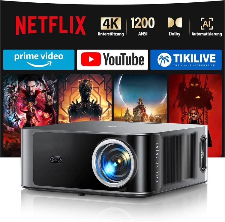 Projecteur Smart 4K, Licence Officielle Netflix, Dolby Audio, 1300 ANSI, Auto focus & Bluetooth 5.2