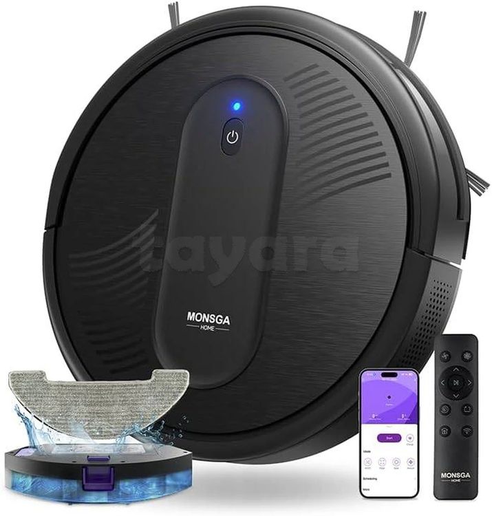 Robot aspirateur avec fonction serpillère 3 en 1, Aspirateur robot avec 2 brosses, puissance d’aspiration de 3000 PA cacheté avec facture