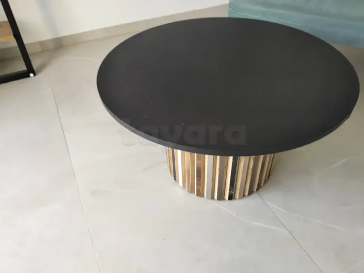 Table de salon en bois noire diamètre 80 cm hauteur 45
