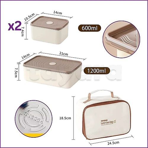 3 Boîtes à lunch avec sac isotherme