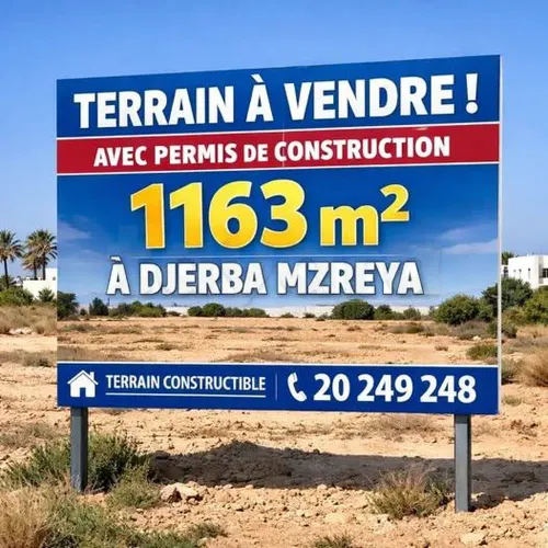 𝑻𝒆𝒓𝒓𝒂𝒊𝒏 à 𝒗𝒆𝒏𝒅𝒓𝒆 à 𝑫𝒋𝒆𝒓𝒃𝒂 𝑴𝒆𝒛𝒓𝒂𝒚𝒂 – 𝑻𝒊𝒕𝒓𝒆 𝒃𝒍𝒆𝒖 & 𝒑𝒆𝒓𝒎𝒊𝒔 𝒅𝒆 𝒄𝒐𝒏𝒔𝒕𝒓𝒖𝒄𝒕𝒊𝒐𝒏