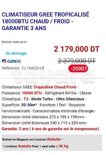 A vendre climatiseur 18000 neuf
