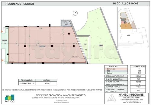 A vendre un local commercial de 112.8 m²