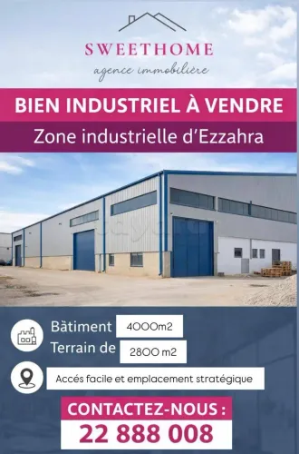 Bien industrielle à vendre à zone Industrielle Ezzahra