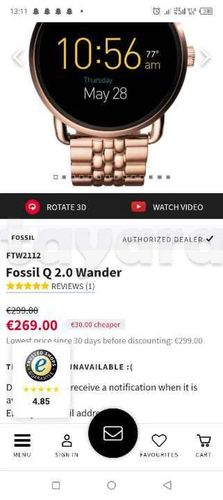 Montre FOSSIL original grand marque Android et Playsrore