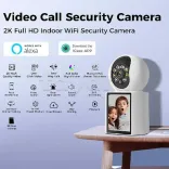 Caméra de visioconférence intelligente WiFi avec écran IPS de 2,8 pouces, conversation vidéo bidirectionnelle, caméra sans fil 1080p