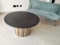 Table de salon en bois noire diamètre 80 cm