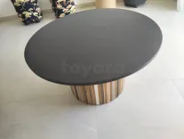Table de salon en bois noire diamètre 80 cm